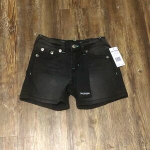 True Religion Jayde Shorts Girls 8 Mid Rise Black Y2K Denim Jean Summer NWT